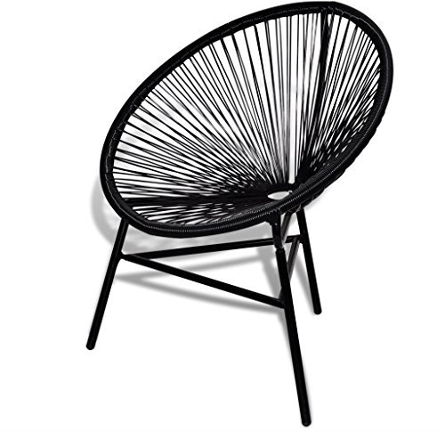 Festnight Rattan Stuhl Oval Rattanstuhl Gartenstuhl Rattansessel 69 x 66 x 87 cm Schwarz