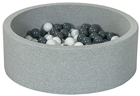 Velinda Bällebad Ballpool Kugelbad Bällchenbad Bällchenpool Kinder Pool mit 200 Bällen (Farbe der Bälle: weiß,grau)