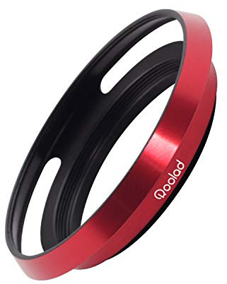 Roolad Metal Lens Hood for DSLR and Mirrorless Camera Lens Protect Accessory with Lens Cap (49mm, Red)