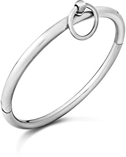 Mens-Shop24 Halsband Halsreif Halsfessel Edelstahl gebürstet Erotik Sklaven-Sexspielzeuge Männer Frauen mit O-Ring (BS-702) (Innen Ø 140 mm)