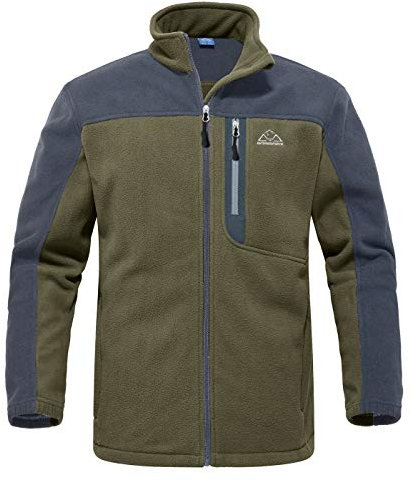 YSENTO Mens Outdoor Micro Fleece Full Zip Top Warm Winter Fleece Thermal Lightweight Walking Jacket(Green,XL)