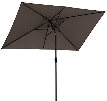 Sekey 200 × 300 cm Aluminum Sonnenschirm Marktschirm Gartenschirm Terrassenschirm Sonnenschutz Cappuccino UV 50+ Rechteckig