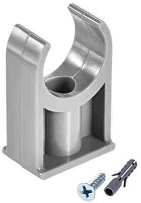 sourcing map Lot de 20 colliers de serrage en PVC de 20 mm, adaptés pour plateaux TV de 20 mm de diamètre extérieur, support de tuyau Pex, vis de montage W Gris