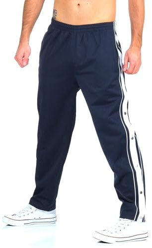 ZARMEXX Herren Trainingshose mit seitlicher Knopfleiste zum öffnen Button Up Sporthose Freizeithose Jogginghose Sportswear (Navy, XXL)