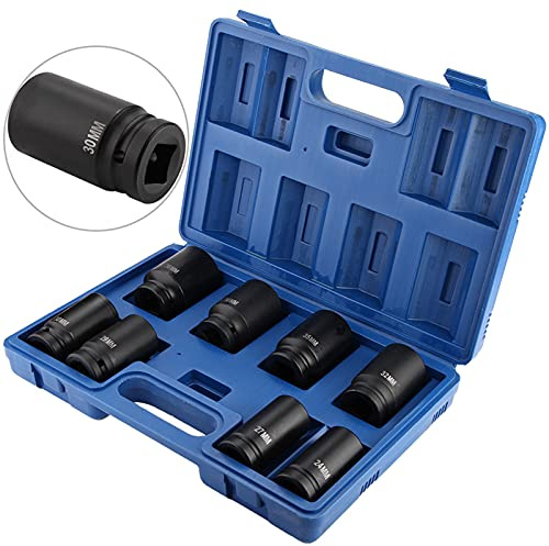 Tiefe Schlag-Steckschlüssel-Werkzeug, 8 Stück 3/4 Schlagschrauber Nüsse Set metrisch tief für Garage Werkstatt, 24–38 mm