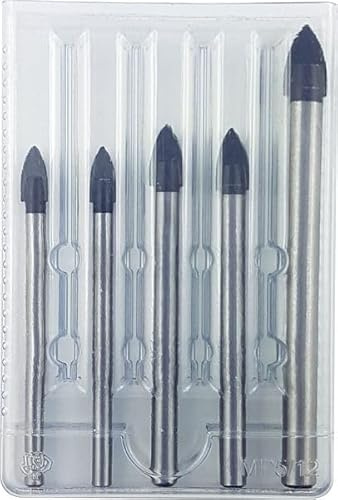Projahn Crystal Glas- und Fliesenbohrer Satz 5-teilig, 2x 6mm, 2x 8mm, 1x 10mm, Glasbohrer Set, Glasbohrer, Fliesenbohrer, Keramikbohrer, Bohrer für Fliesen, Glas und Keramik 59001