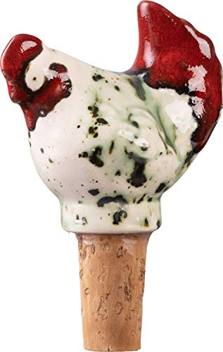 PLATINUX Flaschenkorken Huhn aus Keramik Ø 2,3cm Handmade Dekokorken Zierkorken Flaschenverschluss Handarbeit