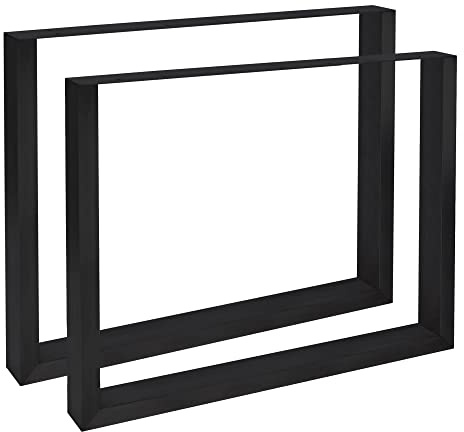 CLP 2er Set Tischbeine Velden I Tischkufen Aus Vierkantprofilen I Höhe 72 cm I Pulverbeschichtetes Gestell, Farbe:schwarz, Größe:80 cm