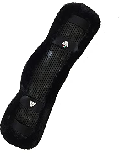 Acavallo - Gel Sattelgurtschoner mit ECO-Wolle anatomisch geformt, schwarz/schwarz- AC595, Größe:S