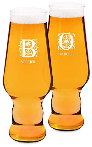 Maverton Paire de Chopes à Bière Personnalisées de 0,4l | Verres de haute qualité pour couples, Cadeau d’anniversaire pour les amateurs de bière, Lettres