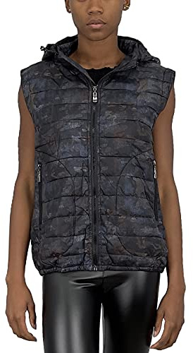 JOPHY & CO. Gilet Piumino Donna Senza Maniche Leggero Mimetico (cod. 3098) (IT, Testo, L, Regular, Regular, Blu)