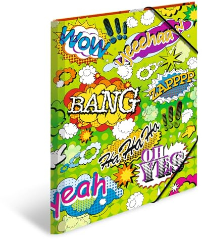 HERMA Sammelmappen A3 Comic Set, 3 Stück, Kinder Eckspanner-Mappen aus Kunststoff mit Kunst Motiv, Gummizug, Innenklappen und Innendruck für Jungen und Mädchen