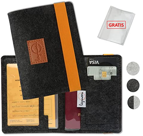 leymoon -Set Impfpass Hülle aus hochwertigem Filz perfekt zum Schutz von Impfausweis und Reisepass. Geeignet für Kinder und Erwachsene.(93 mm x 130 mm). (Impfpasshülle SCHWARZ)…