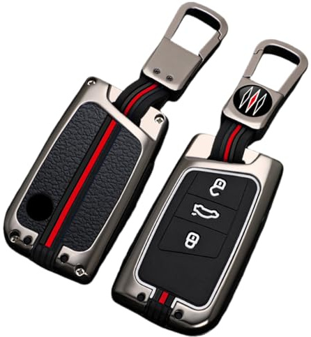 Happyit Zinklegierung Autoschlüssel Hülle für Volkswagen VW Tiguan Jetta Passat Magotan Golf CC Arteon Atlas Skoda Kodiaq Superb (3 Knöpfe, Matte Farbe)