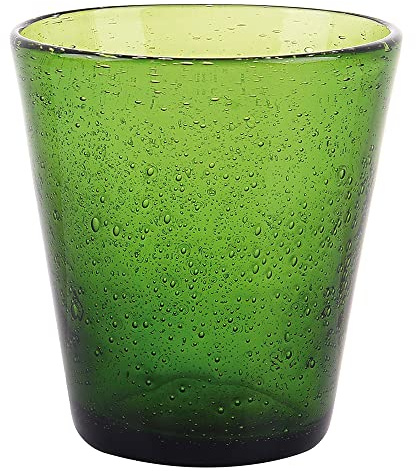 Villa d'Este Home Tivoli Lot de 6 verres à eau vert foncé 330 ml en pâte de verre soufflé, Cancun Satin