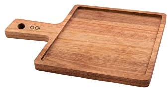 Point-Virgule planche apero en bois d'acacia carrée avec poignée, planche à hamburger, 21cm, Brun