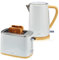 KHG Wasserkocher und Toaster Set 2-teilig | 2.200 & 800 Watt | Frühstücksset mit Kapazität 1,7 Liter Volumen & 2 Scheiben Toast | Küchenset mit Kalkfilter & Krümelfach - Weiß mit Holzoptik