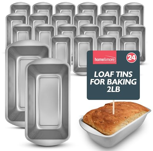 SOL 24pk Loaf Tins for Baking - 2lb Non-Stick Stainless Steel Pans | 21x11x6.4cm even baking depth, easy release lip handles, for bread, cakes and artisan loaves
