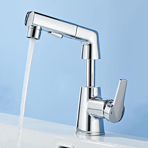 Badezimmer-Waschtischarmaturen, herausziehbare Brause, Badezimmer-Waschtischarmaturen mit 360° schwenkbarem Auslauf, Badezimmer-Waschtischarmatur, anhebbar, Waschtischarmaturen, Einhebel-Warm- und