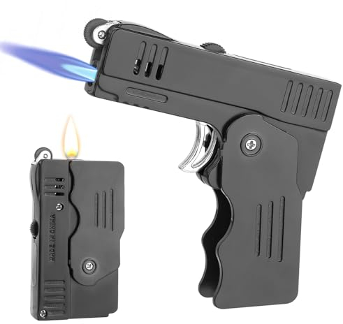 CTDMJ Torch Lighter - Switchable Soft/Jet Flame, Refillable with Lock, Windproof, Foldable Personalised Lighter - Black
