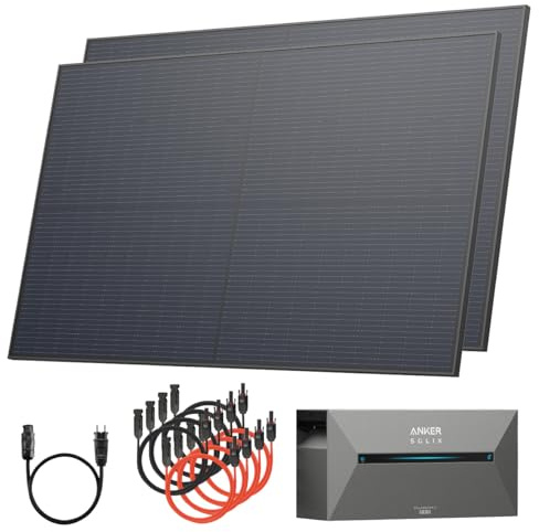 Solarway® All In One Balkonkraftwerk mit Speicher 1000W komplett Steckdose - 1,6 kWh Anker SOLIX 2 PRO Speicher - Solaranlage Komplettset - 500W bifaziale Solarmodule & Anker Speicher & Zubehör