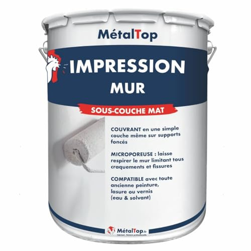Metaltop - Impression Mur - Blanc - 1 L - Primaire d'accrochage, masque les taches, séchage rapide, sans odeur