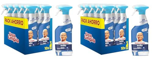 Don Limpio Baño Limpiador en Spray 10 x 450ml, Producto de limpieza para Baño Con Poder Antical, Elimina el 100% de los Restos de Jabon (Paquete de 2)