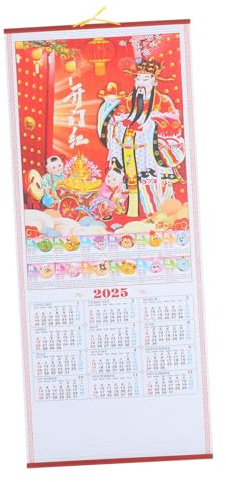 NUOBESTY Chinesischer Hängekalender Groß Wandplaner Für Zuhause Und Büro Langlebiger Bedruckter Terminkalender 2025 Schlangenjahr Einfacher Monatskalender Zum Aufhängen