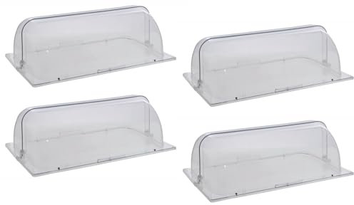 Full Size Chafing Dish Cover, Clear Roll Top Chafing Dish Lid Plastic Food Display Cover Bakery Pan for Cake Cupcake Exhibition, 4