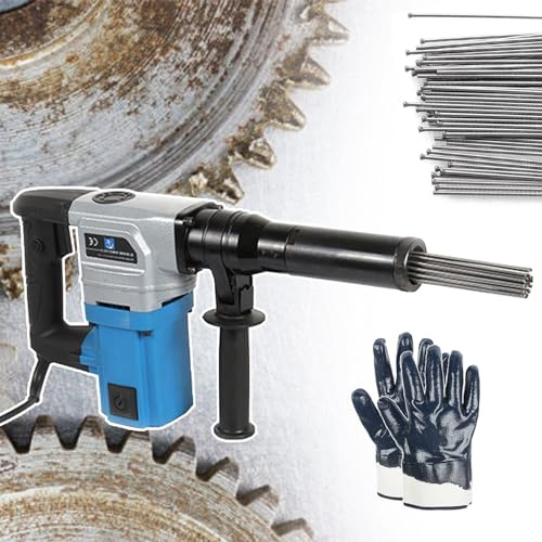 Rust Removal Tool Industrial Needle Deruster Tool,Handheld Electric Needle Scaler with 120pcs Replacement Needles/Non-Slip Gloves,Portable Slag Cleaner/Rust Removal Tool with Adjustable Fron