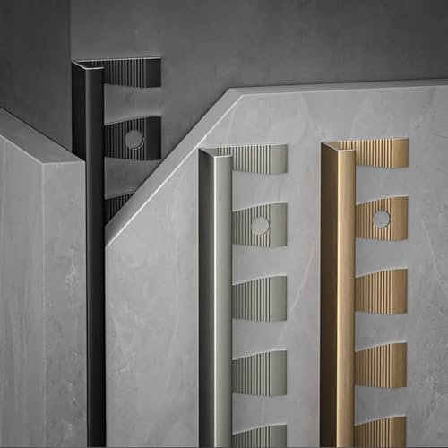 Raouoae Flexibles Abschlussprofil Abschlussprofil C-Form Profil Aluminium Eloxiert 135cm 2 Stück Einfassprofil Verleihen Sie Ihren Räumen Einen Modernen Touch(Schwarz,Hoch: 18.5mm)