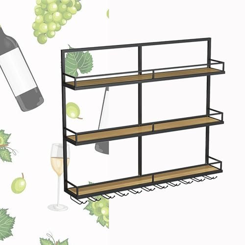 Botellero Vino Pared con Luz Vinoteca Mueble Bar Garrafeira Mini Bar Wine Rack Mueble Comedor Cocina con Soporte Copas Colgante Estantes de Almacenamiento para Bar Sala de Estar y Cocina(Nero,100cm/39