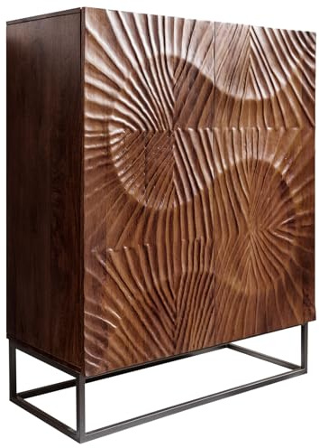 Highboard SCORPION - 120cm - schwarz - Akazie Metall mit Stauraum | Handgefertigtes Unikat, montiert geliefert, stabiles Metallgestell, pflegeleichte Oberfläche, Massivholz