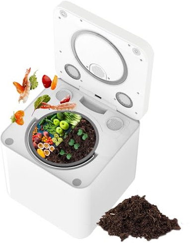 XCSCUK Poubelle à Compost de Cuisine, Composteur de Cuisine Intelligent de 3,3 L, Cycleur de Déchets Alimentaires à Écran LED Intelligent, pour la Maison