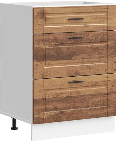 vidaXL Base da Cucina Porto Legno Antico in Legno Multistrato, Mobile Base lavello, Armadio Cucina Base con cassetto, lavello lavello