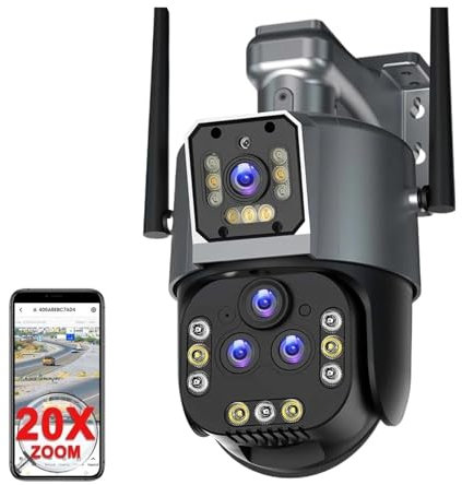 Telecamera Wi-Fi Esterno, Telecamera IP 8K 16MP Zoom 20X PTZ Telecamera di sicurezza wireless esterna Telecamera CCTV a quattro lenti Telecamere di videosorveglianza 4K Smart Home per la sicurezza dom