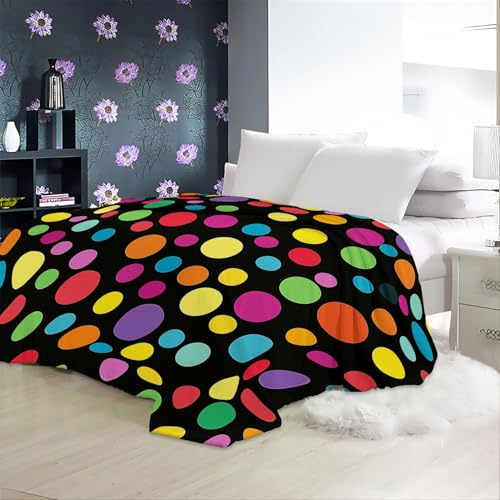 Decke 150 x 200 cm Kuscheldecken Sanft Flanell Weich Fleecedecke Bunte Bunte Punkte Bedruckte Decke für das Schlafzimmer Unschlagbar Weich Und Gemütlich Farbe