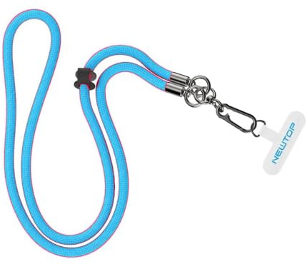 N NEWTOP Laccetto CV37 Cordino Tracolla Regolabile Cinghia Corda TPU da Cover Appendere Catena Rimovibile Estate Sport Fitness Inverno Montagna Universale per Cellulare Smartphone (Azzurro, 120cm)
