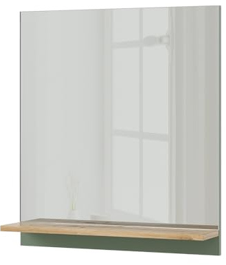 Vicco Badezimmerspiegel Marelle, Grün/Artisan, 60 x 67 cm | mit Regal, geeignet zur Wandmontage im Feuchtraum