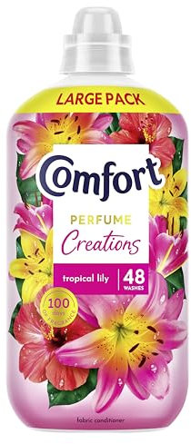 Comfort Perfume Creations Tropical Lily Fabric Conditioner Softener with Motion-Activated Fragrance Technology 100 Days of Freshness 48 washes (1.44 L)