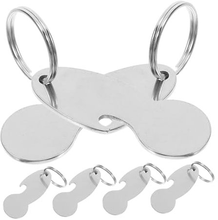 GAROZATION 6piezas Llavero De Fichas Para Carrito De Compra De Acero Inoxidable Ficha Para Carrito De Compra Para Uso Cotidiano Supermercados y Tiendas