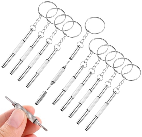 10 Pezzi Cacciavite per Occhiali, Cacciavite da Tasca a Doppia Punta per la Riparazione di Occhiali e Occhiali da Sole, 3 In 1 Cacciavite Da Tasca A Doppia Punta, Per Riparazione Occhiali, Orologi