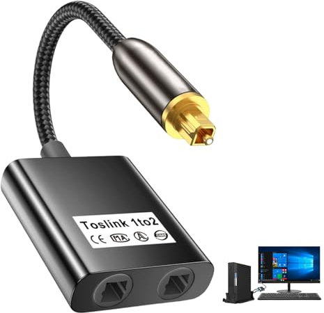 CHUMHU Optischer Kabel-Splitter, Toslink-Splitter, 1-in-2-Out-Toslink-Splitter, Tosl-Tinte, optischer Kabelspl itter, optischer Splitt 1 x 2, Dual-Port-Audio-Adapter, vergoldeter Stecker
