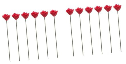 PRETYZOOM 12pcs Realistic Miniature Rose Flower Arranging for Doll House Decor Vibrant Flower Decoration Accessories