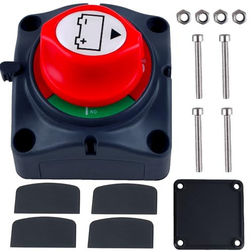 TIOMIOSEA Batterieschalter Batterie Trennschalter 12V 24V 48V 275A, Ein/Aus Batterietrennschalter Hauptschalter Akku Power Cut Off Schalter für Auto, Boot, Wohnmobil, Motorrad, LKW