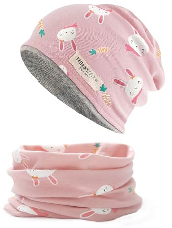 ENSTAB 2 Stück Mütze Kinder set Baumwolle Herbst Winter Schal Baby Mütze Schal Wärmer Baby Mädchen und Junge