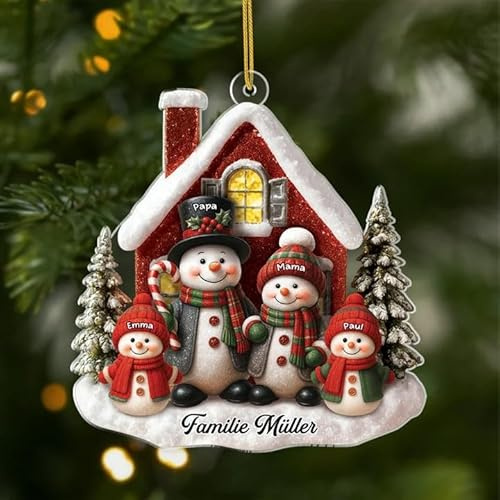 Geschenke Mall Personalisiertes Ornamente - Die Familie - Weihnachtskugel mit Namen, Personalisierte weihnachtsdeko, Personalisiert christbaumkugel (Modell #7)