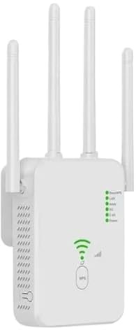 WiFi Extender Signal Booster 1200Mbps Dual Band Long Range Outdoor Repeater, 2.4GHz 5GHz, 2 LAN Ethernet Ports, Plug-In Design White