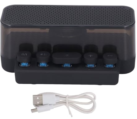 TOPINCN Vintage Lautsprecher, Bunter Tastatur Mini BT Lautsprecher mit Subwoofer und Nachtlicht für Heimdekoration und Musikliebhaber