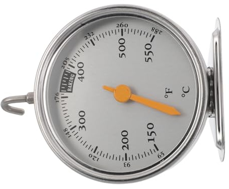 MUELODSIC Oven Thermometer Stainless Steel Dial 65-288°C 150-550°F Cooking Temperature Gauge for Electric Oven and Grill, Kitchen Thermometer for Baking and Frying with Accurate Food